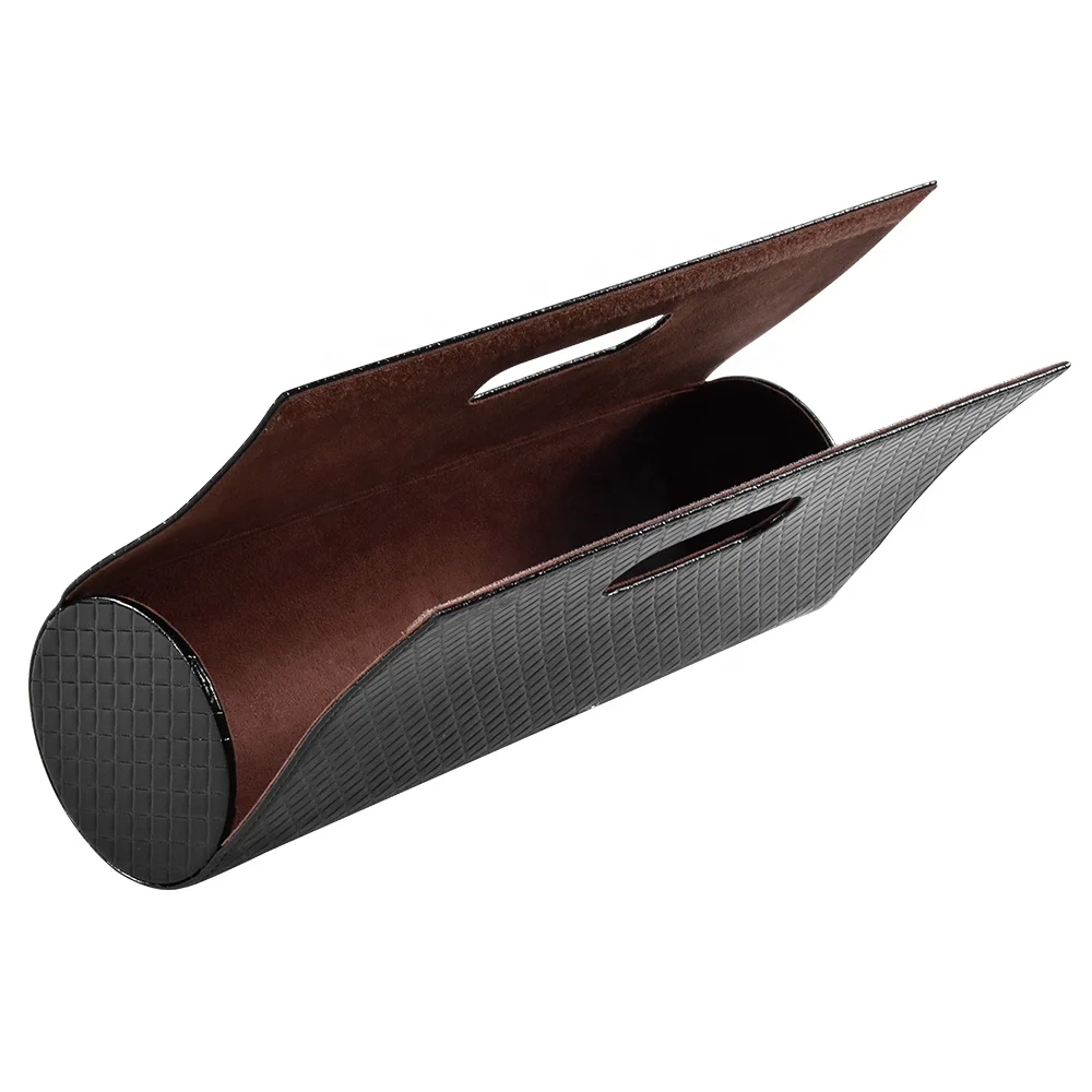 New design custom portable single bottle plaid leather wine box case with handle