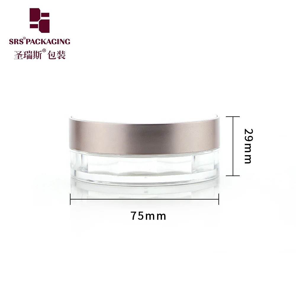 S030-15g Empty Refillable Cosmetic Loose Powder Container with Elastic Sifter Plastic Jar with Elastic Mesh For Make up Setting