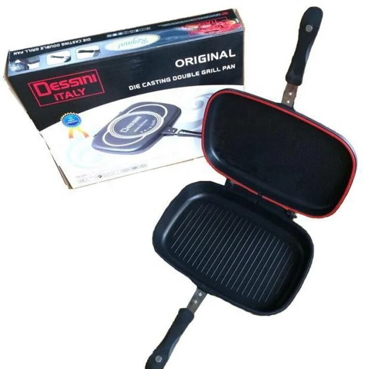 DESSINI aluminum die-cast double-sided grill pan Non-stick frying pan Square colorful breakfast roast steak pan