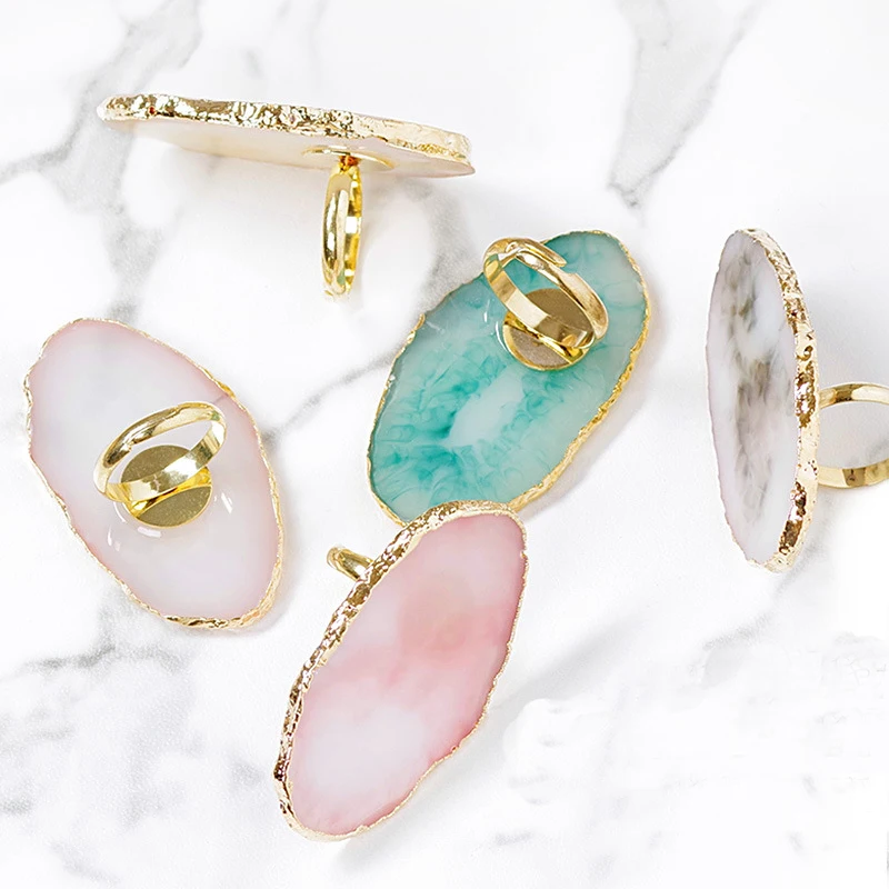 Resin Stone Color Nail Art Ring Palette Finger Ring Plate Nail Uv Gel Polish Mixing Dish