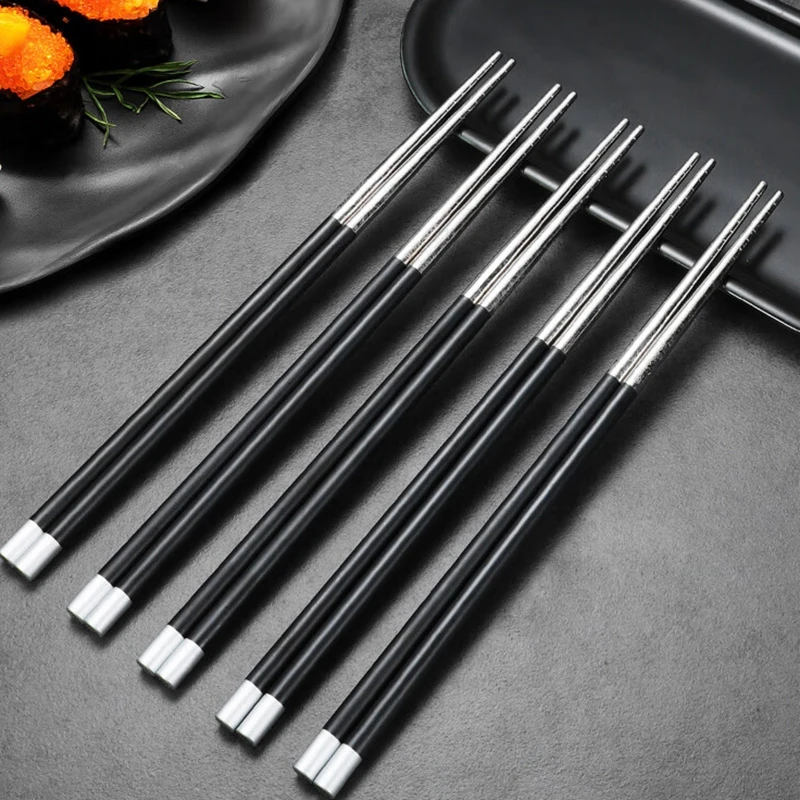 Maxcook 2024 Hot Sale 2 Pairs Set Titanium Chopsticks Tableware Titanium Metal Korean Style Custom Logo Chopsticks