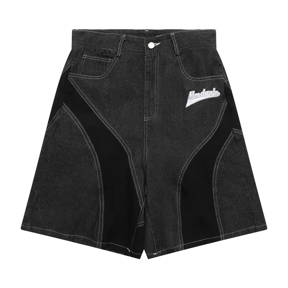 Straight Denim Shorts 80%cotton Jeans Fabric Street Style Breathable Custom Washed Casual High Waist Knitted Short for Men