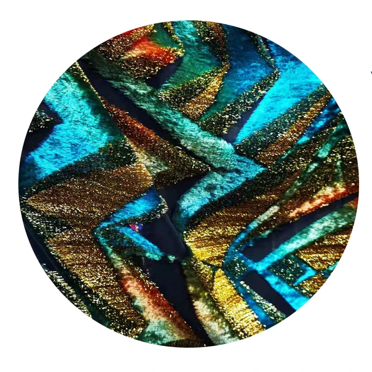 
 Фабричный многоцветный Тонкий жаккардовый бархат с принтом на заказ для вечернего платья  