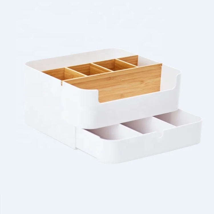 New Design Bamboo Desk Organizer Desk Items Accessories Desktop Organizer with Drawer for Office/Home