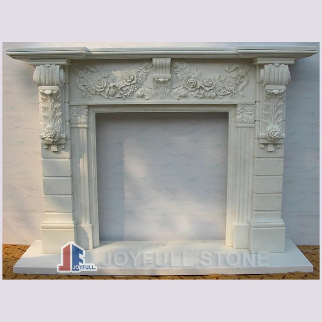
Decorative indoor Western White Marble Fireplace Mantel Surrounds 