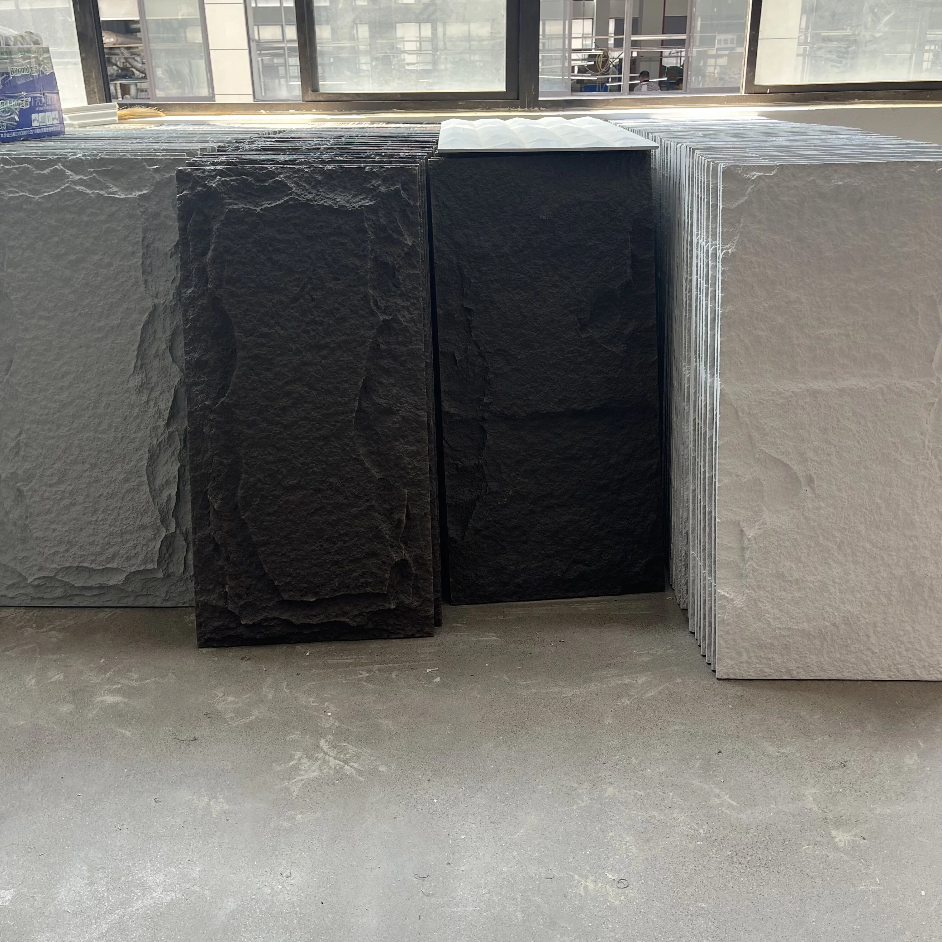 Best Quality Moisture proof high density polyurethane brick panels for wall decor PU Slate-Stone Mushroom Stone