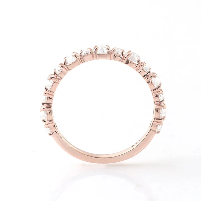 Fine Jewelry Simple Style 14k Rose Gold Ring Small Size Rose Cut Moissanite Diamond Ladies Lovely Ring Party Ring