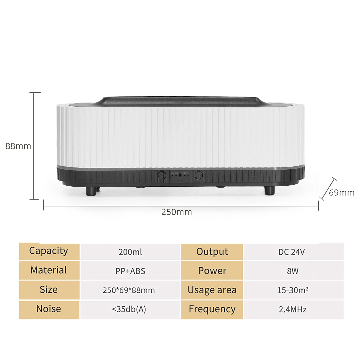 Customizable 200ML Rectangle Box Flame Aroma Diffuser home Commercial Use Essential Oil LED Light Air Humidifier Cool Mist Make