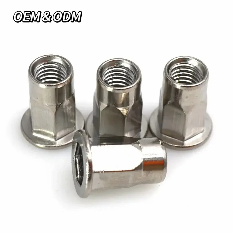 Stainless Steel M3 M4 M5 M6 Open Rivet Nut Flat Head Rivet Nuts Black Hexagon Rivet Nut