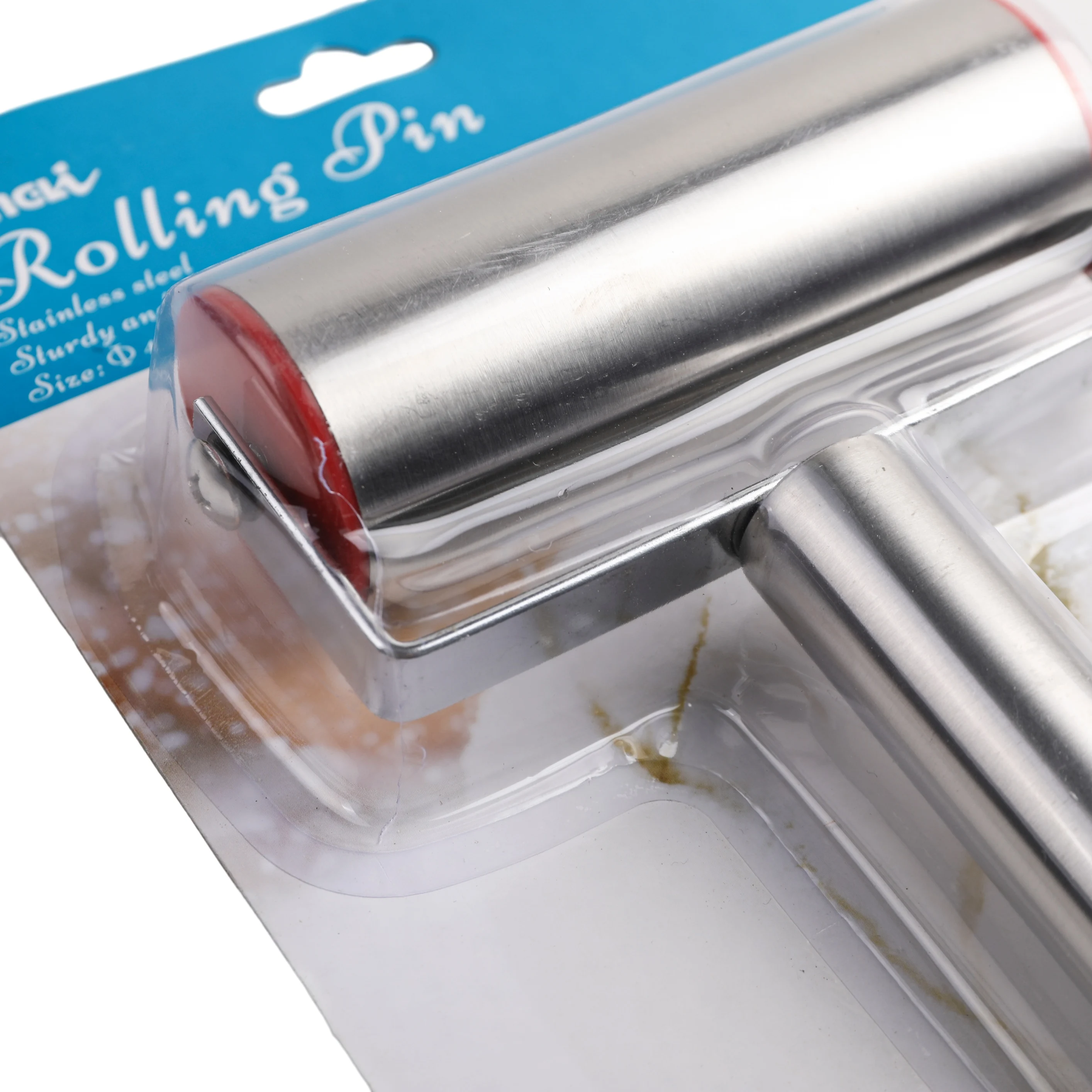 Customized Kitchen Gadget T-Shaped Stainless Steel Rolling Pin Pastry Baker Roller for Cake