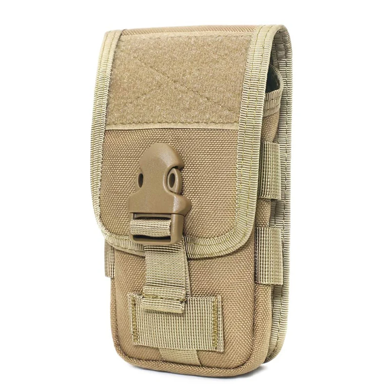 1000D Double Layer Tactical Phone Bag Simple Oxford Man Molle System EDC Accessory Smartphone Holder Pouch with Belt Loop Hook