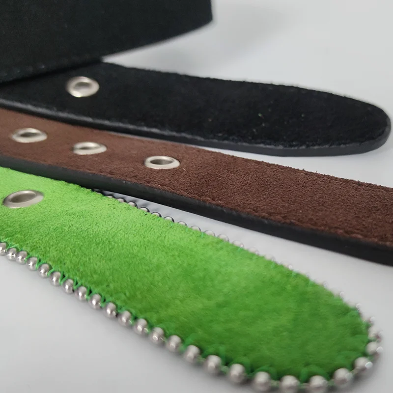 Carosung Custom Metal Eyelet Pin Buckle Genuine Leather Casual Dress Leather Belt Suede Belts Strap without Buckle