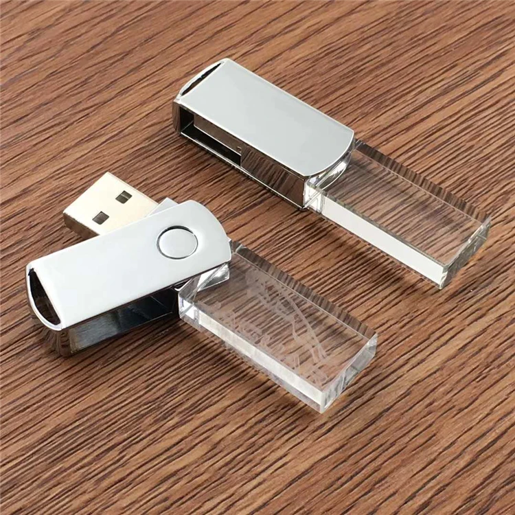 Custom LOGO Swivel Crystal usb drive metal rotate USB crystal2.0 4GB 8GB 16GB 32GB