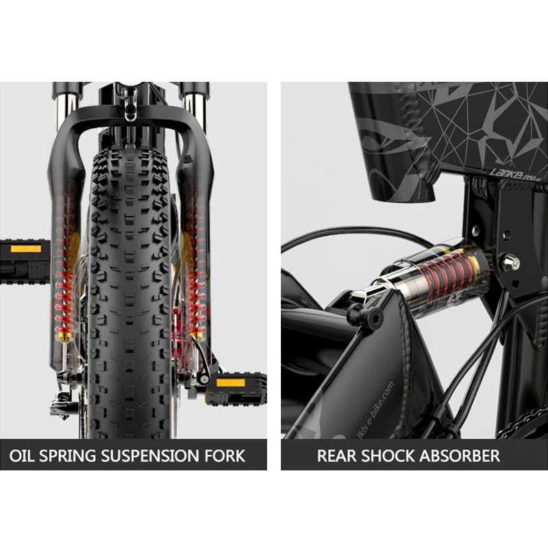 LANKELEISI X3000PLUS 1000w 20 inch fat tire electric folding bike 48v14.5ah lithium battery  snow bike