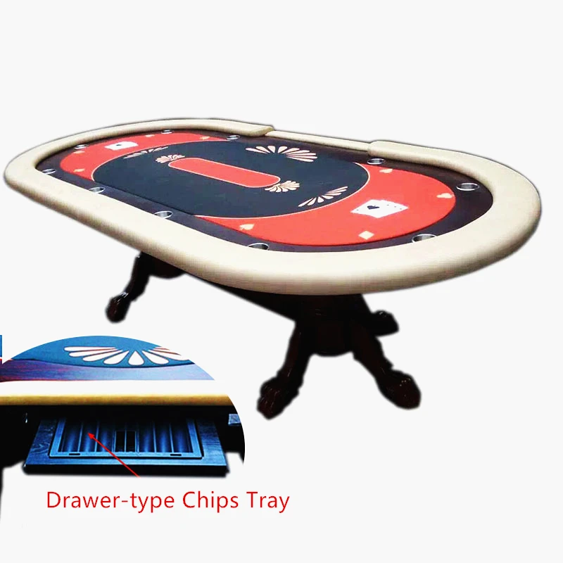 Покерный стол для казино, 10 игроков, деревянные ножки в форме тигра, покерный стол Техасского холдема с лотком для фишек выдвижного типа