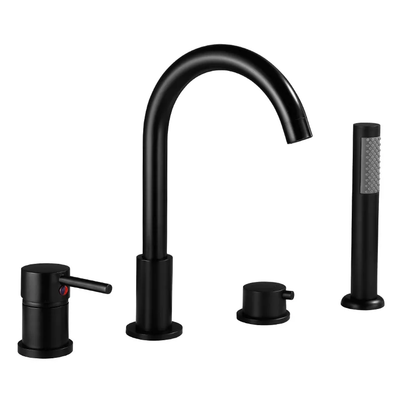 deck mount mounted tap gold black widespread tub faucet on bathtub brass 4 hole bath shower mixer