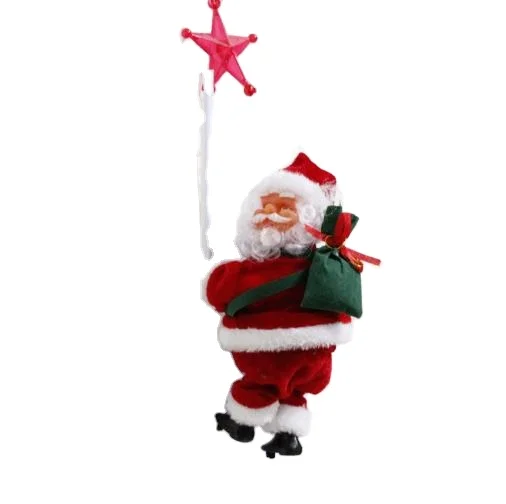 Electric Climbing Ladder Santa Claus Christmas Figurines Ornament Gifts Christmas Tree Hanging Ornament