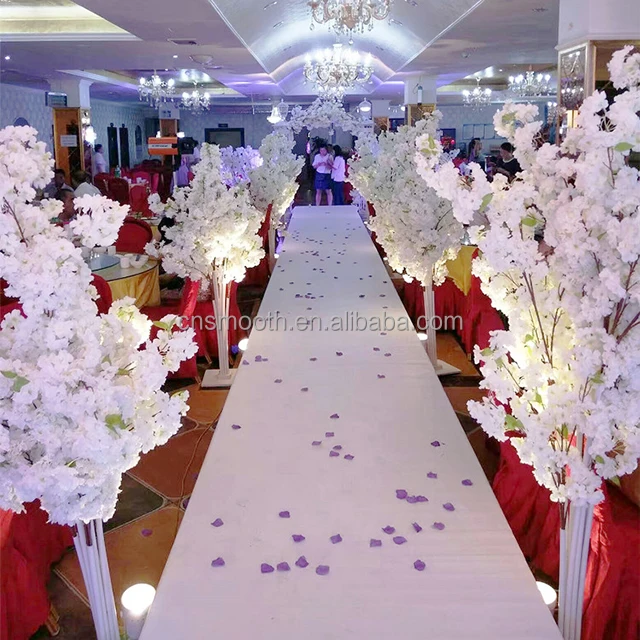 New Trend Wedding Table Centerpiece Ornament Tree Silk Artificial Cherry Blossom Tree For Wedding Ceremony Decoration