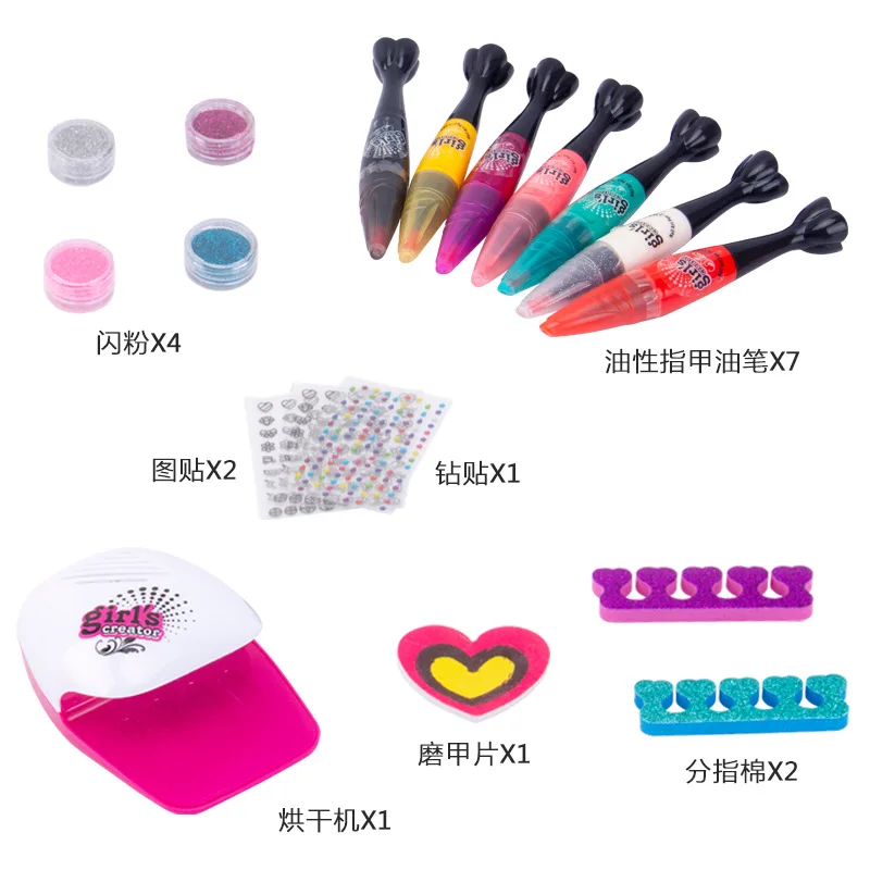 Best Selling Makeup Toys for Girls Cosmetics Play Kids Cute Manicure Tool Set Water Based Peel Off Nail Polish Art With Dryer