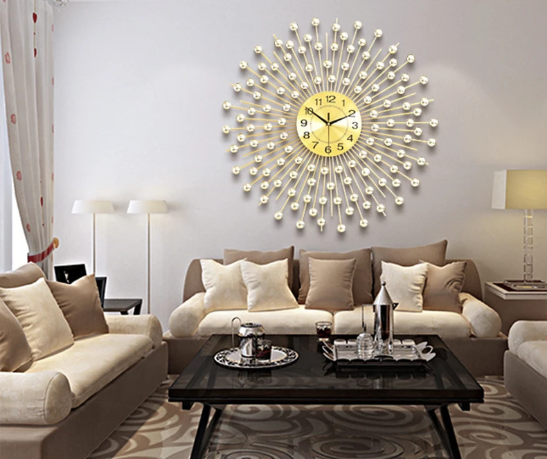 Modern Decorative Wall Clocks Golden Metal home decor wall Clock for Living Room