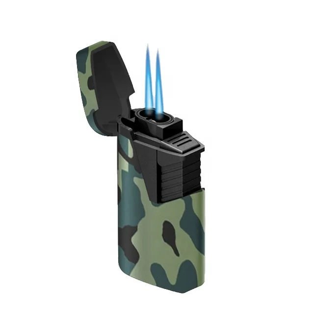 
Smoking Accessories ZL-9 Novelty Camo Design Dual Jet Flame Butane Gas Cigar Lighter 