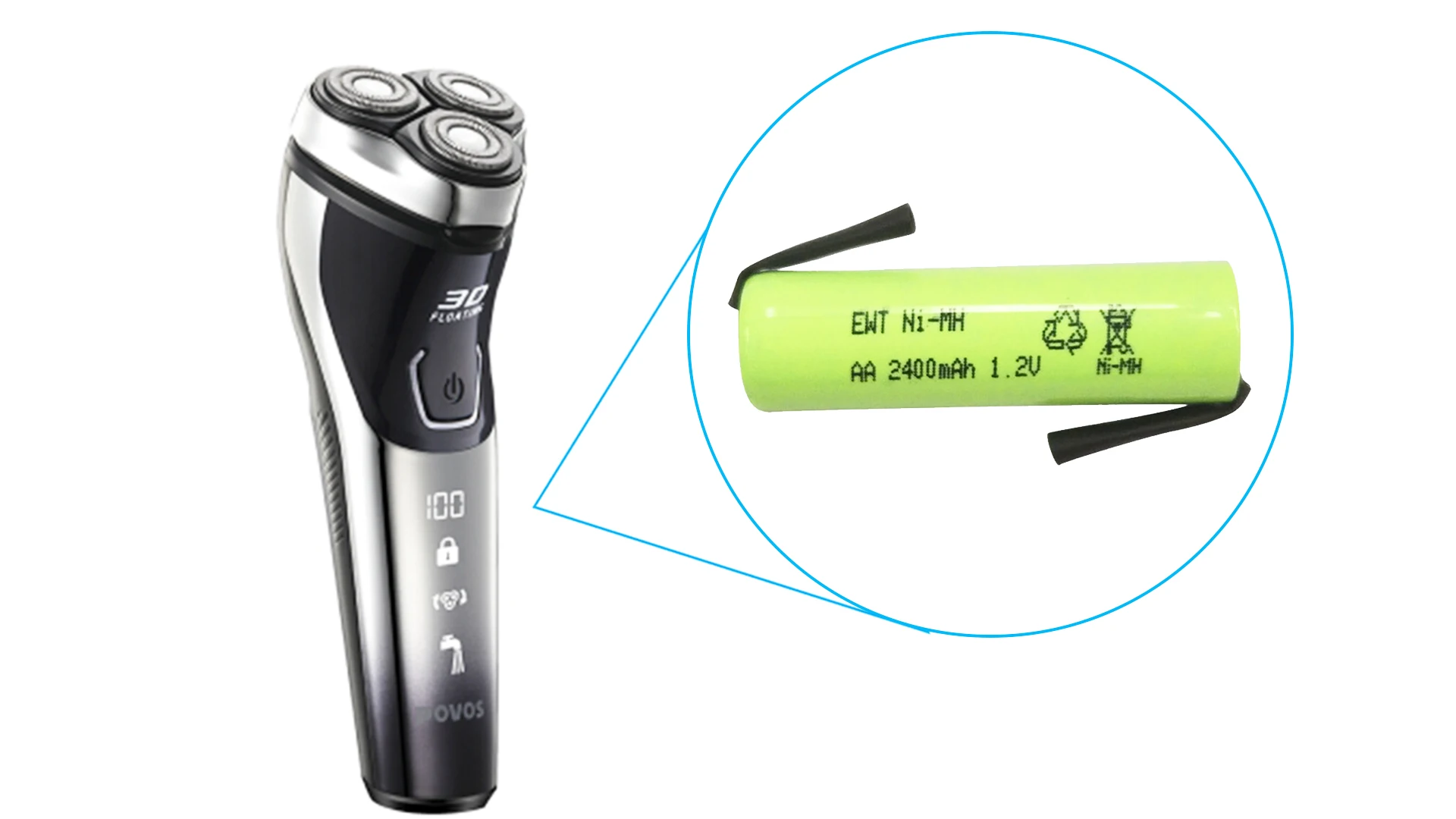 EWT Nickel Metal Hydride Battery Cell NiMH AA 1.2V 2400mAh Battery for Consumer Electronics