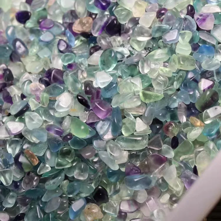 Wholesale Rainbow Fluorite Natural Crystal Chips Polished Gravel Crystals 5-7mm Chips Reiki mineral For Home Decoration