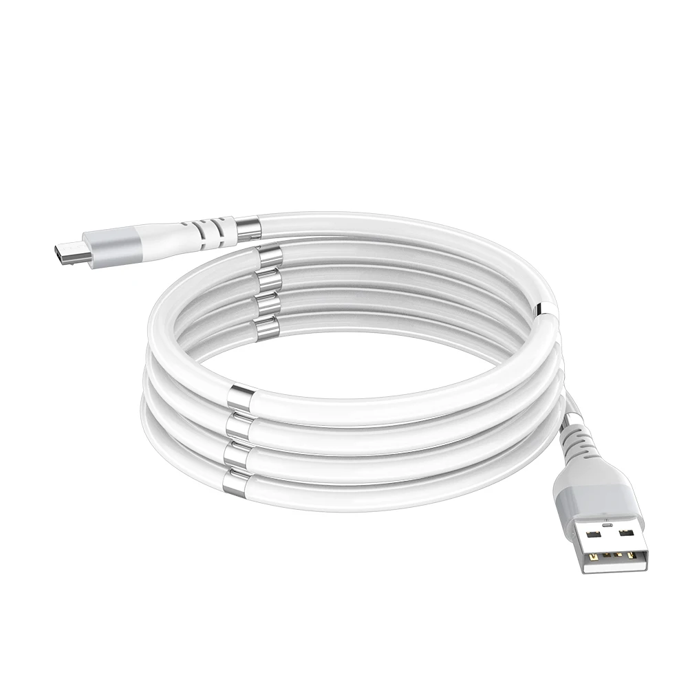 Jianhan Hot sell Portable Easy-coil charging cable Self-Winding magnetic cable For Mobile Micro TYPE C for X 11