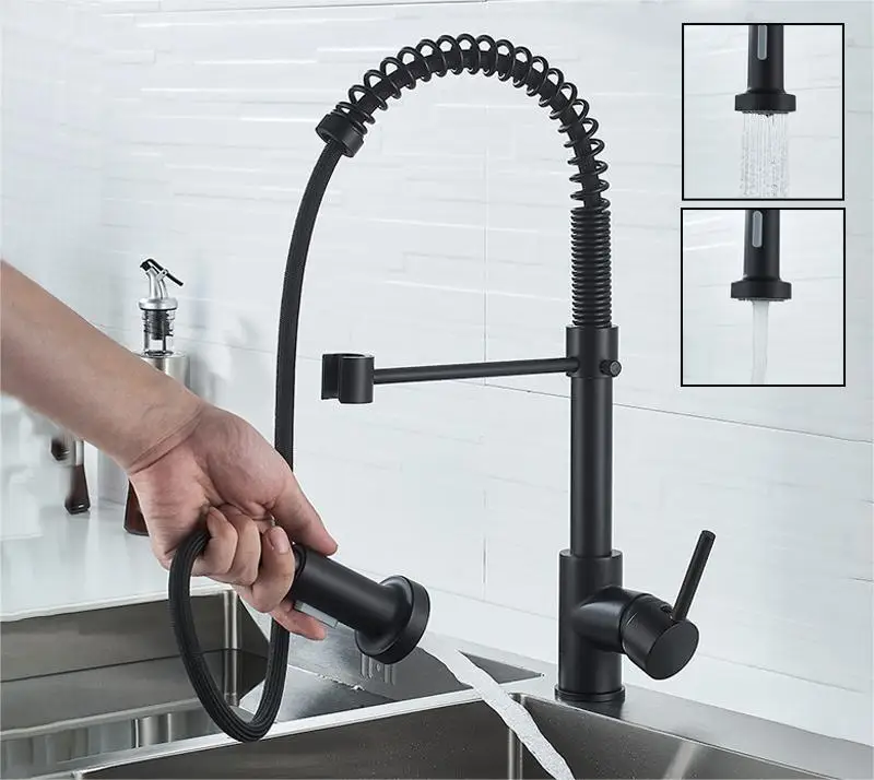 Hot Cold  Pull Out Spring Kitchen Faucet 360 Degree Rotating Kitchen Sink Mixer faucet