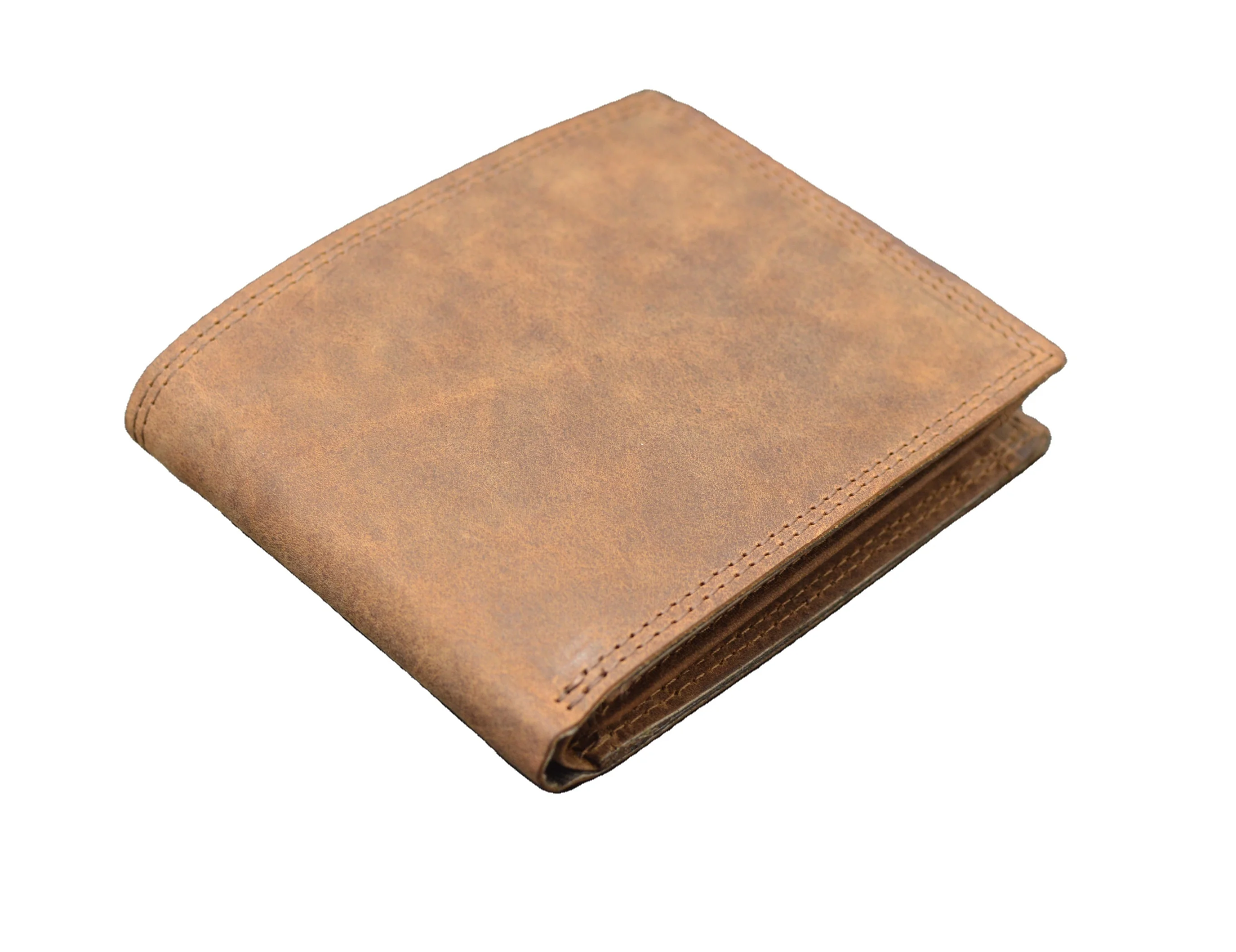 
OEM RFID Blocking Crazy Horse genuine Leather Trifold Mens Wallet With Id Window and Coin Pouch 