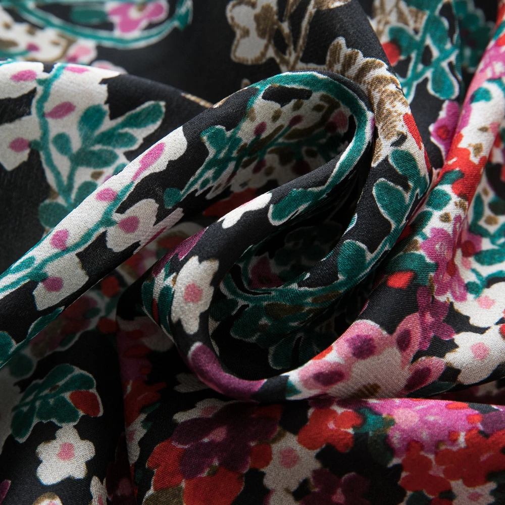 
Шелковая атласная ткань с цветочным принтом для платья из 100% шелка, класс 6А, 10 Момми 