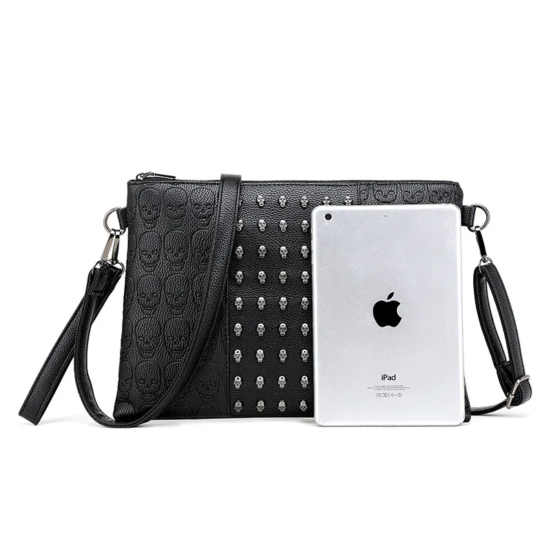 High Quality Fashion Women Cross Bag PU Leather Handbags Shoulder Bag Rivet Skull Messenger Bags