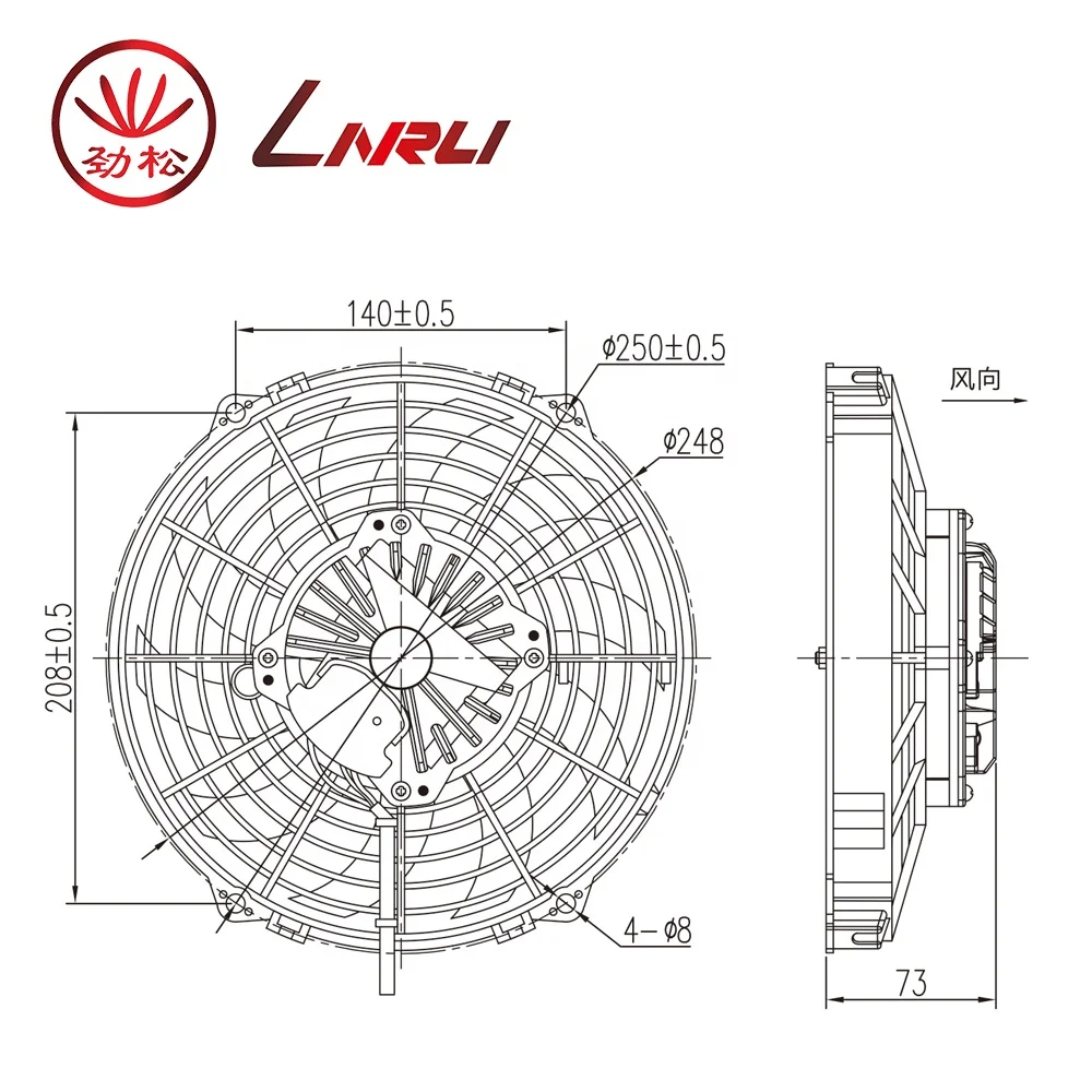  Лин Руи WSLNF-2209CX 12V 24V 9 дюймов маленький dc вентилятор конденсатора для охлажденных автобус/Грузовик Бесщеточный