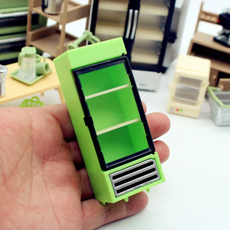 1:12 Doll House Miniature Furniture Kitchen Scene Play Kids Toys Green Refrigerator Freezer