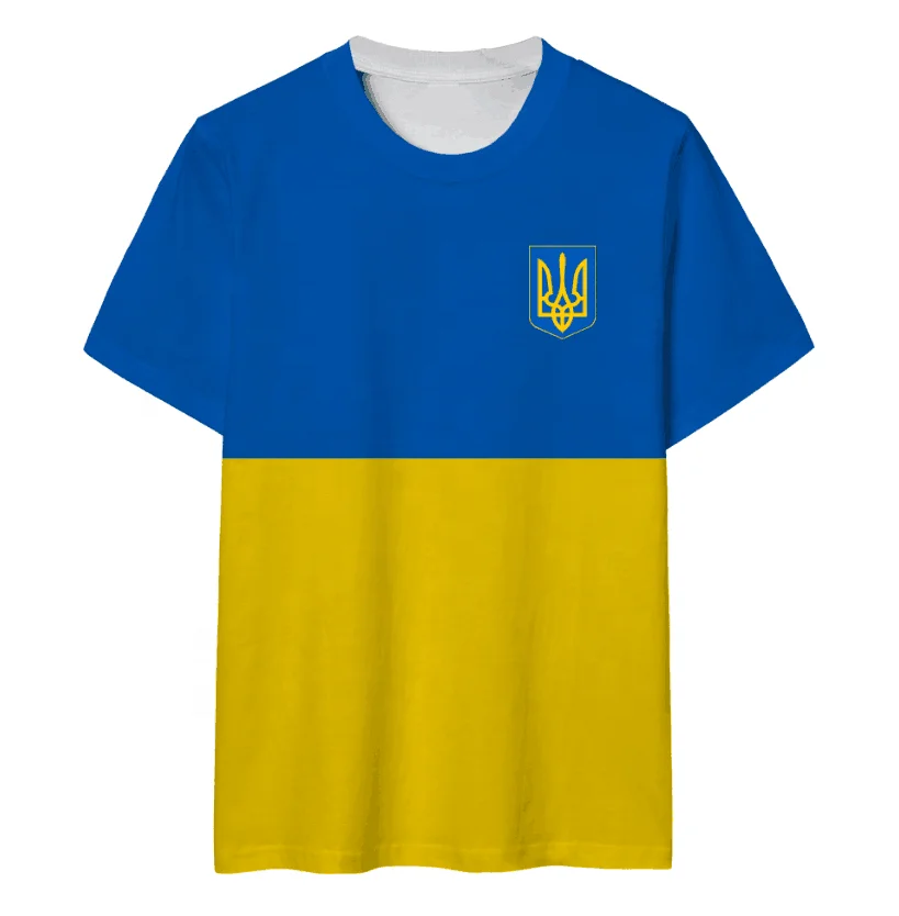 dtg Digital Printed  T-shirts Logo Heat Press Embroidery Ukraine flag t shirt custom