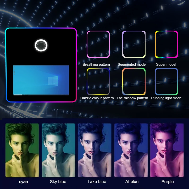 Spot Product RGB Ring Light White PC 15.6 Inch Touch Screen DSLR Camera Photo Booth Shell 29 Inch Video DSLR Photo Booth