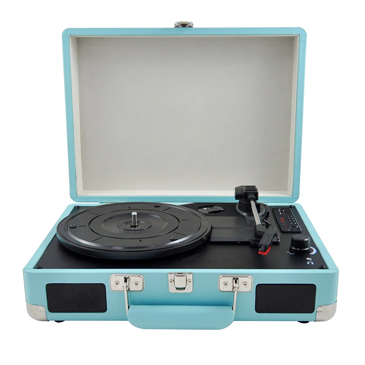 Built-in Speakers Phonograph Bluetooth Speaker Suitcase Nostalgic Vinyl Record Turntable Player With Recording