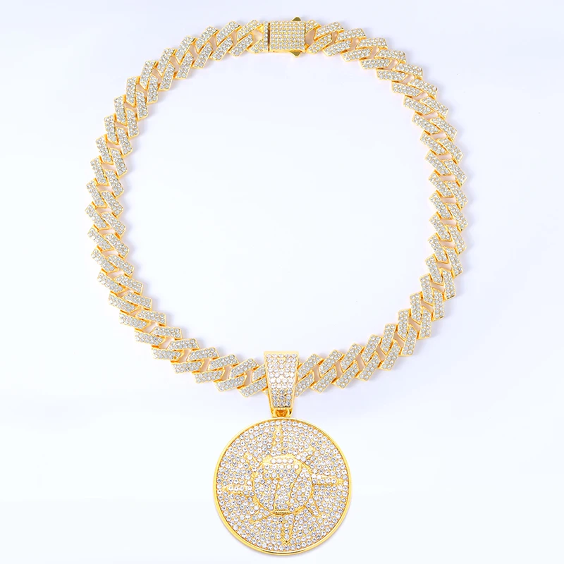 No. 7 Round Card Gold Silver Plated Alloy Jewelry Set Fashionable Shine Pendant Necklace and Bracelet Trendy Fashion Accessory
