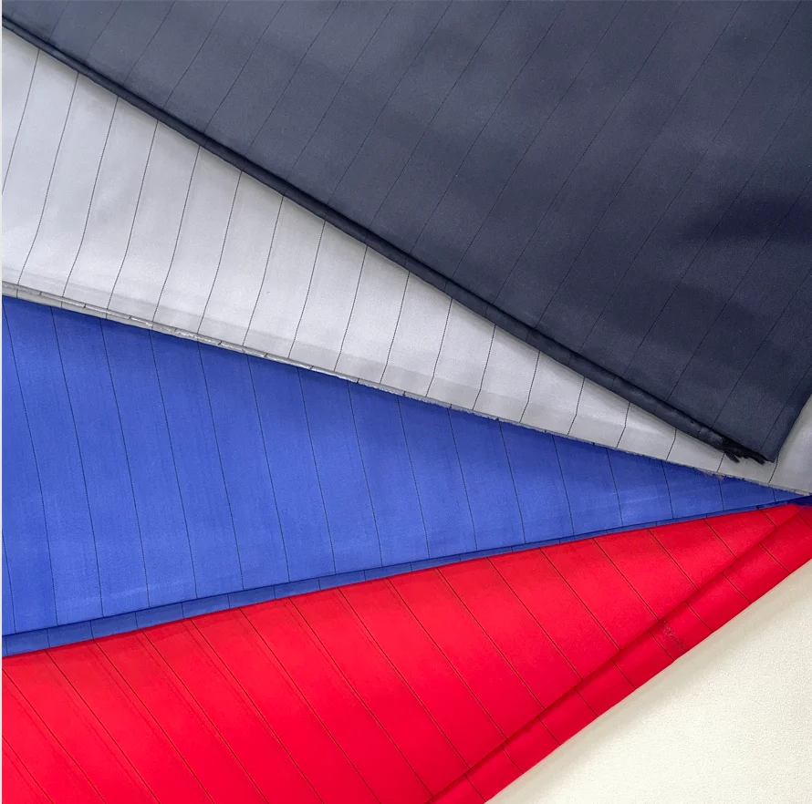 Cheaper Comfortable 100 polyester taffeta strip soft fabric 210t lining for Garment Lining Fabric