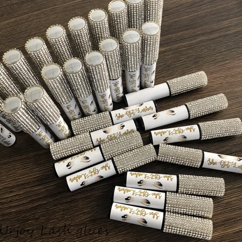 Whole sale custom logo brand latex free eyelash glue strip lashes glu adhesive quick drying rhinestone lash glue free cyanoacryl
