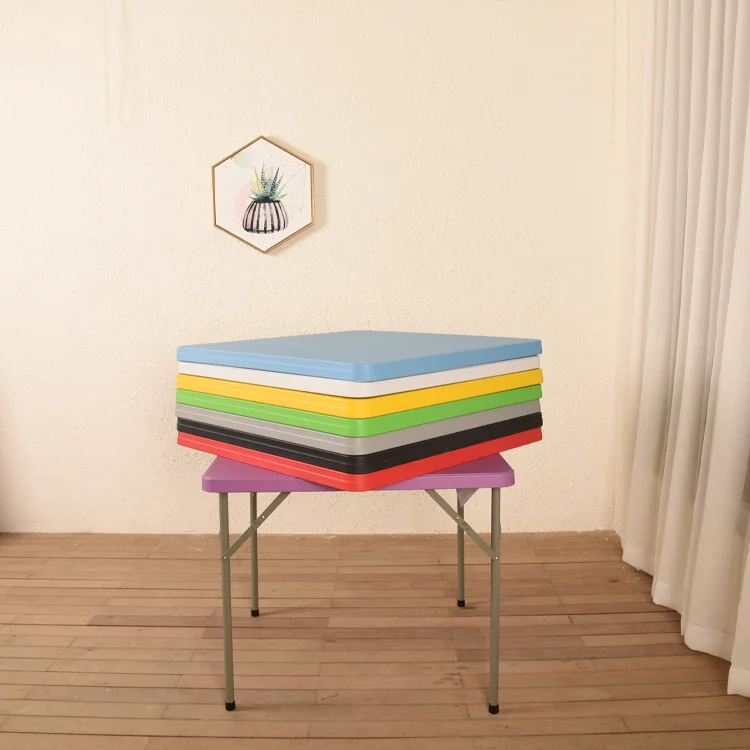 2024 Popular 86CM Folding Legs Plastic Folding Square Dining Table