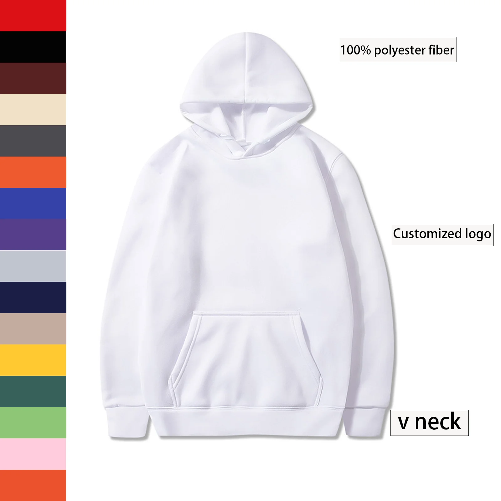 Wholesale customized 100% polyester pullover Hoodie for men and women High quality blank solid Hoodie