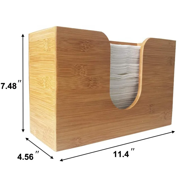 Bathroom Kitchen Wall Mount and Countertop Storage Hand Towel Toile Multifold Paper Towel Holder Bamboo Paper Towel Dispenser