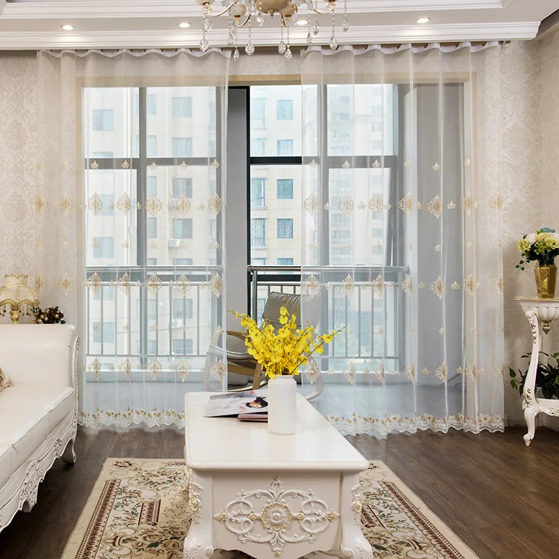 2024 High-Grade Embroidery White Gauze Curtain Semi Blackout Luxury Living Room Balcony Bedroom Exquisite Curtain