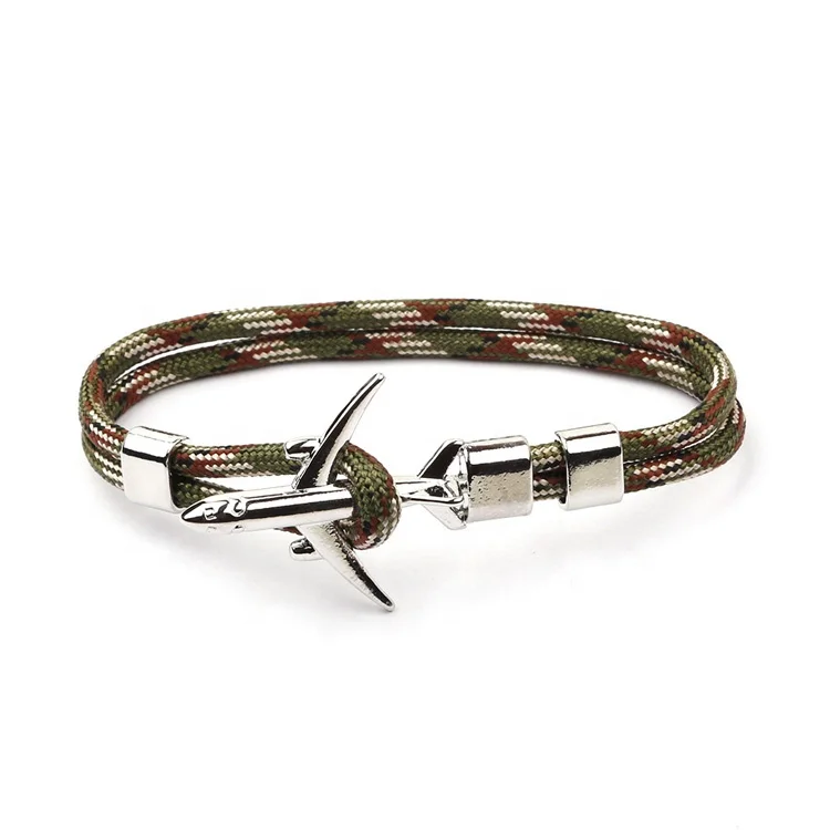 Rebaccas couple fashion antique silver bangle bracelet charm women mens pilot airplane anchor bracelet
