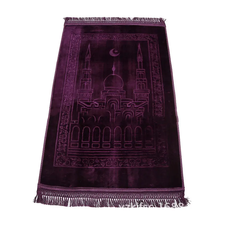 Large Thick Traditional Style Black Muslim Prayer Rug with Padded Mat for Dining Room Use Includes Prayer Mats for Muslim