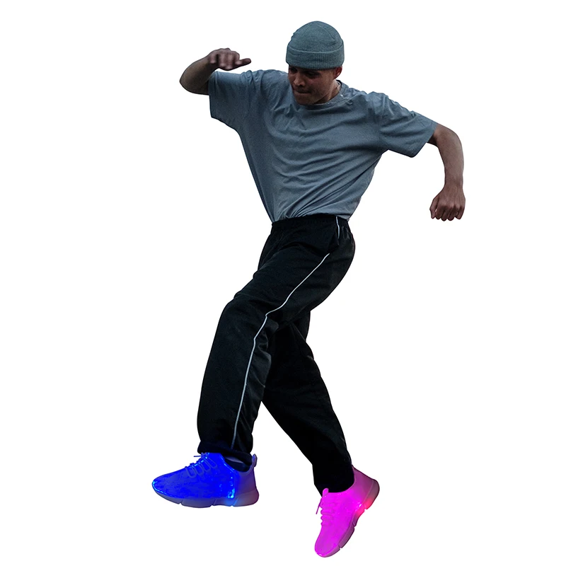 LED light up optic fiber shoes glow at night sport sneakers running shoes popular for party