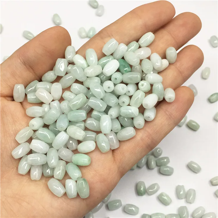 Wholesale small jadeite barrel loose bead 6*9mm mayanmar burma jade beads for diy jewelry