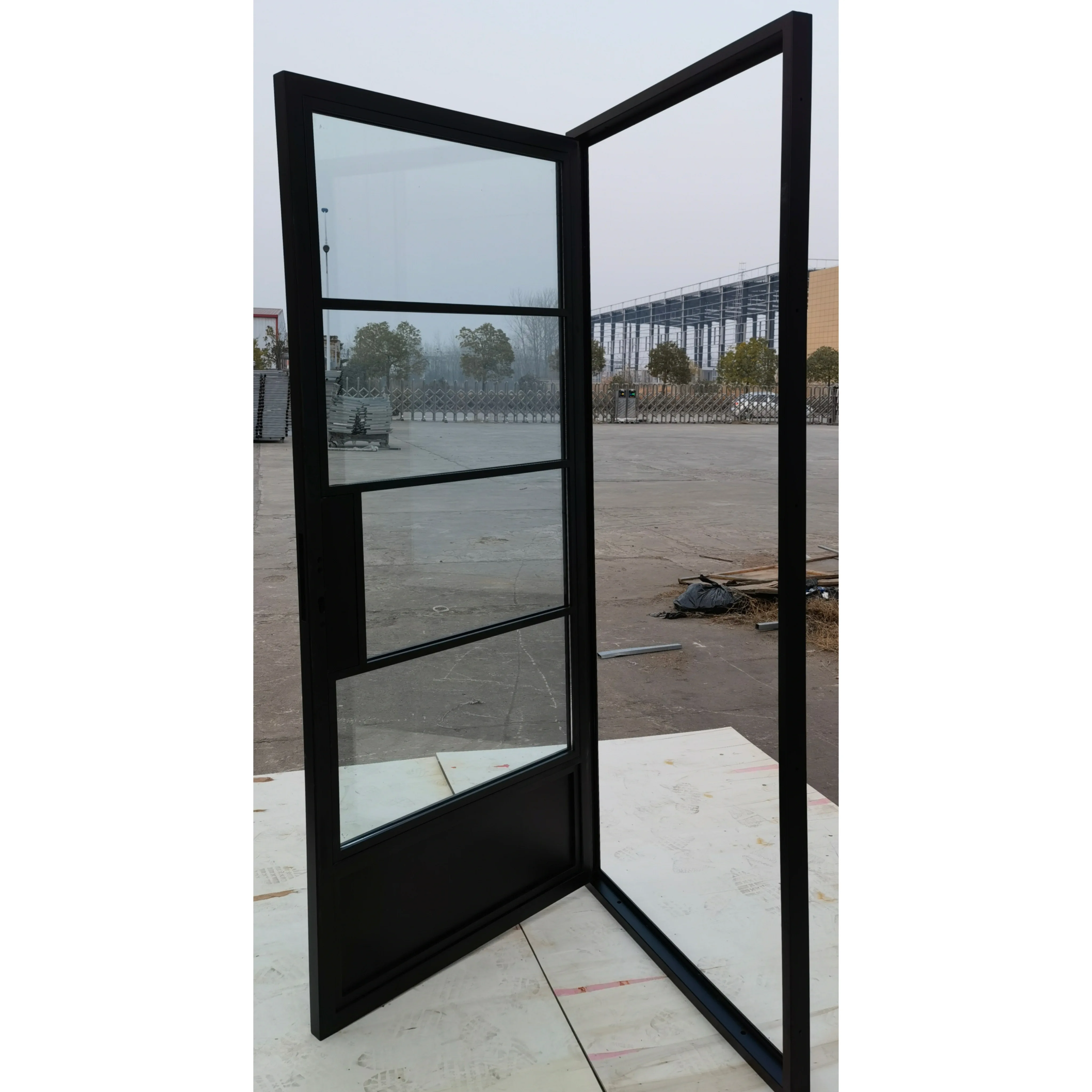 Hot Selling Premium Quality exterior metal french doors Black Metal Framed Steel Glass Door