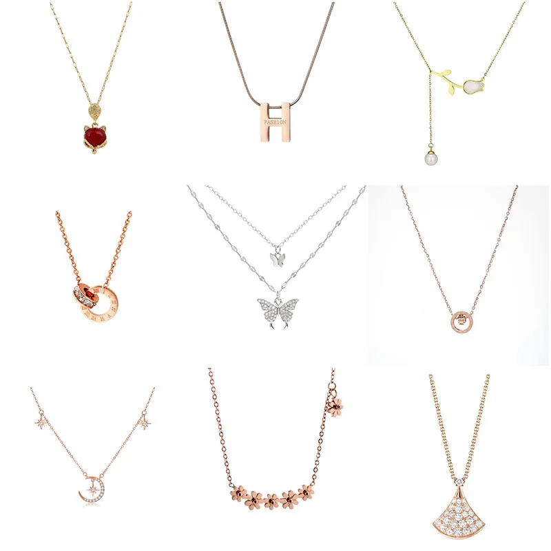 Korean Style Niche Ins Simple Plating Color Clavicle Chain Internet Celebrities High-End Necklace With Wild Personality Pendant